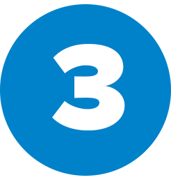 A while number 3 in a blue circle